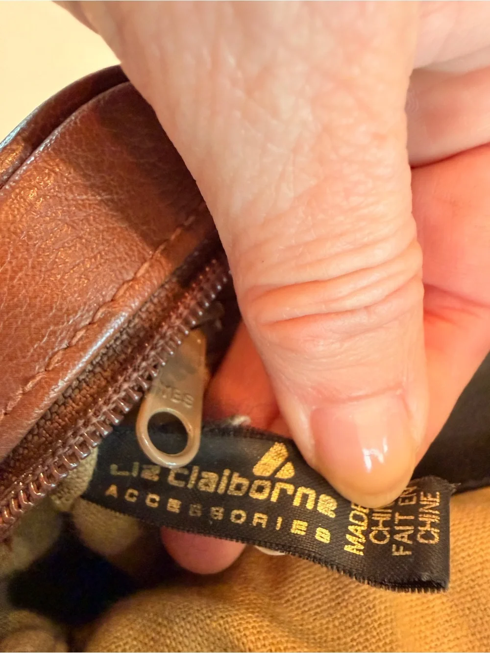 Vintage Liz Claiborne Brown Leather Satchel Messenger Crossbody Blazer Bag